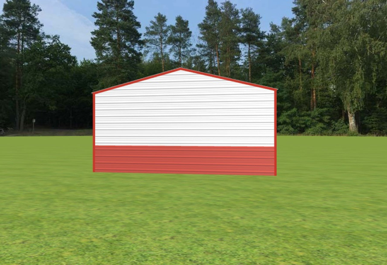 20x25x9 Stylish Metal Building with Custom Features and Red Wainscotting