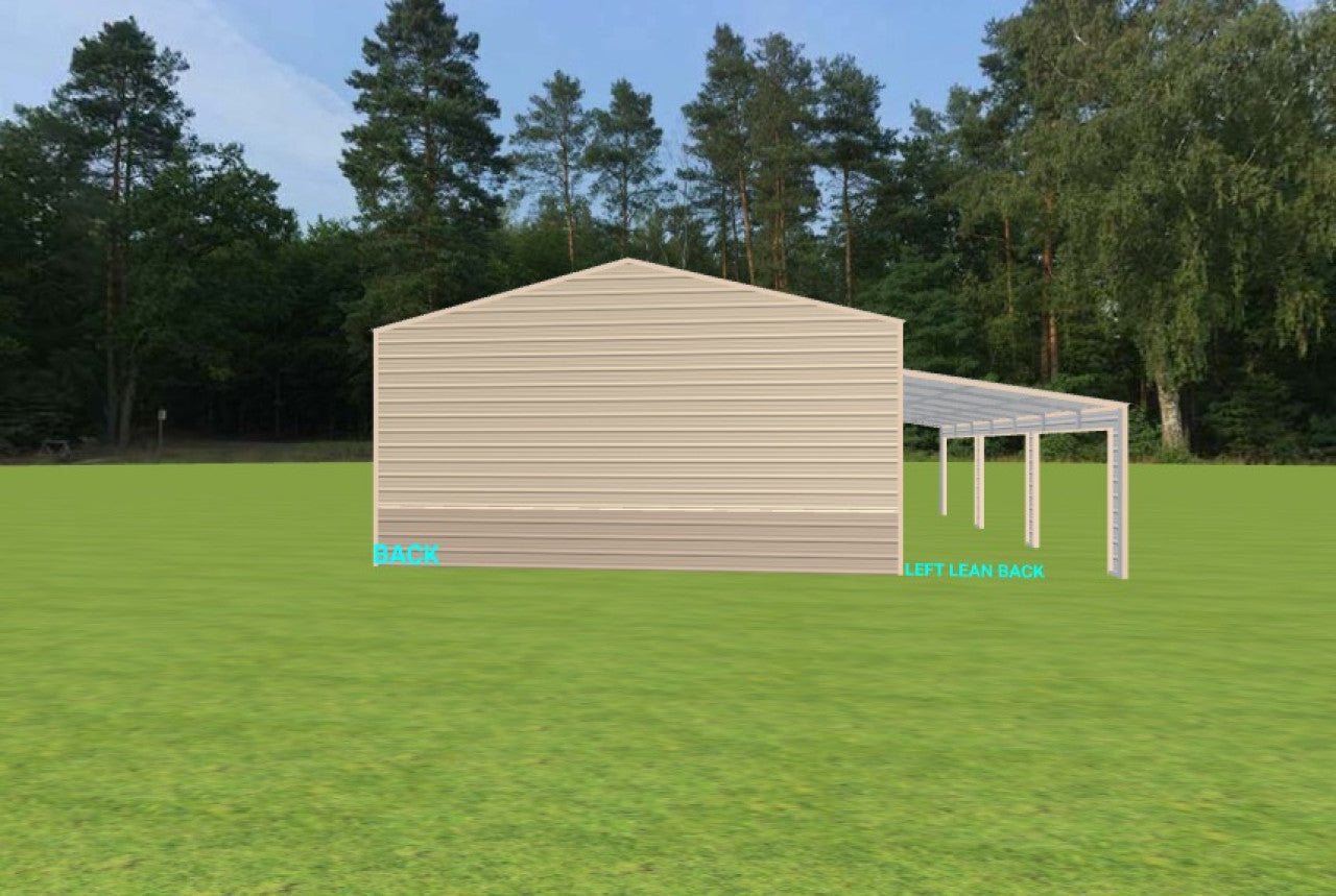 26x35x12 Metal Building with Lean-To & Roll-Up Doors