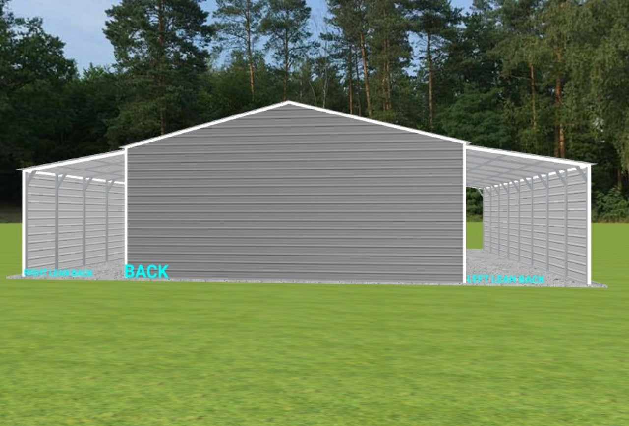 Spacious 30x40x12 Metal Building with Dual Lean-Tos and Convenient Access