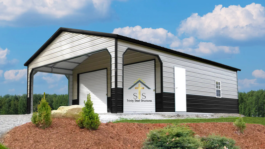 24x40x9 Metal Garage with Dual Roll-Up Doors and Sleek Wainscotting