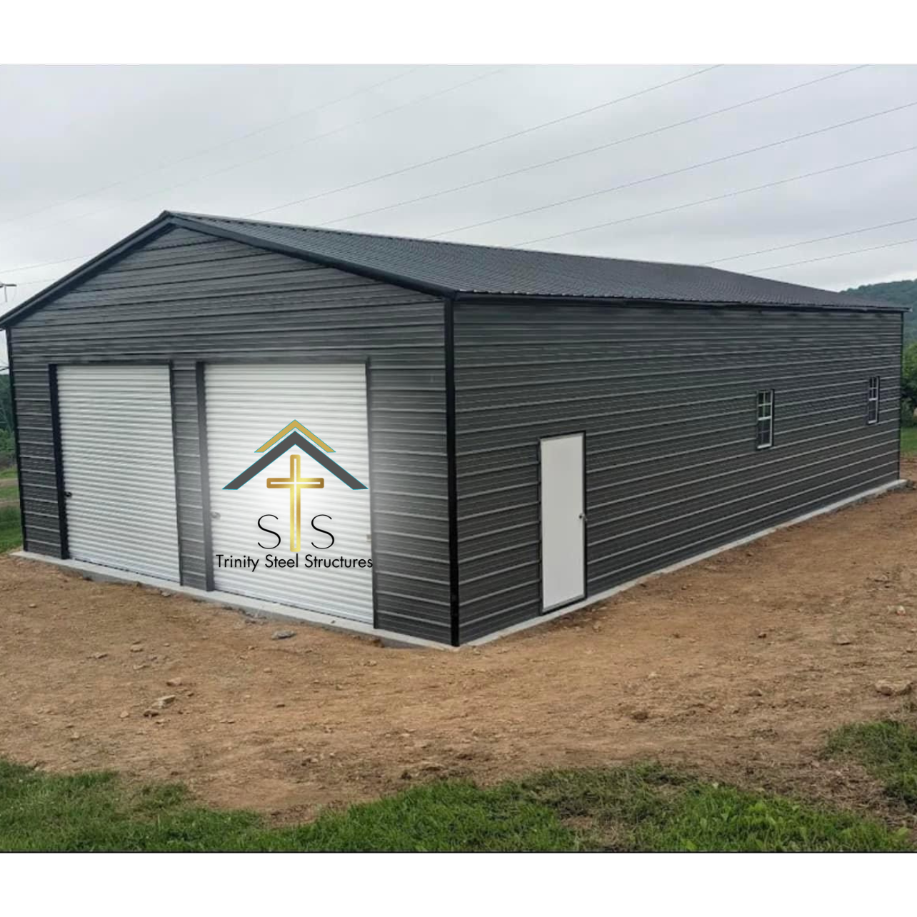 Spacious 30x50x12 Metal Building with Roll-Up Doors and Walk-In Access