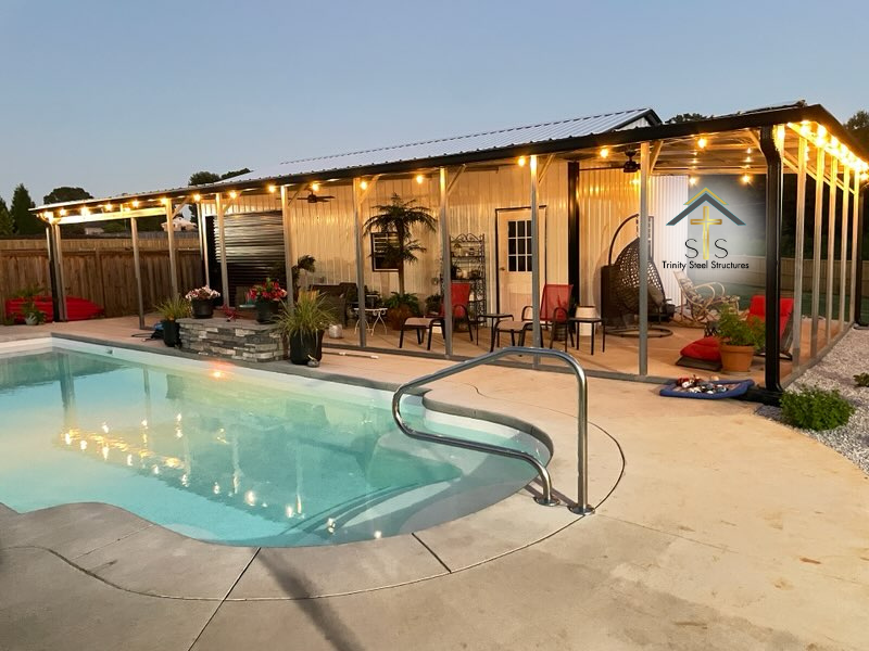 20x35x10 Metal Building with Wrap-Around Lean-To and Vertical Siding