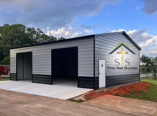 24x35x12 Metal Building with Wainscoting, Roll-Up Doors, and Walk-In Door – Perfect for Versatile Storage and Workspaces