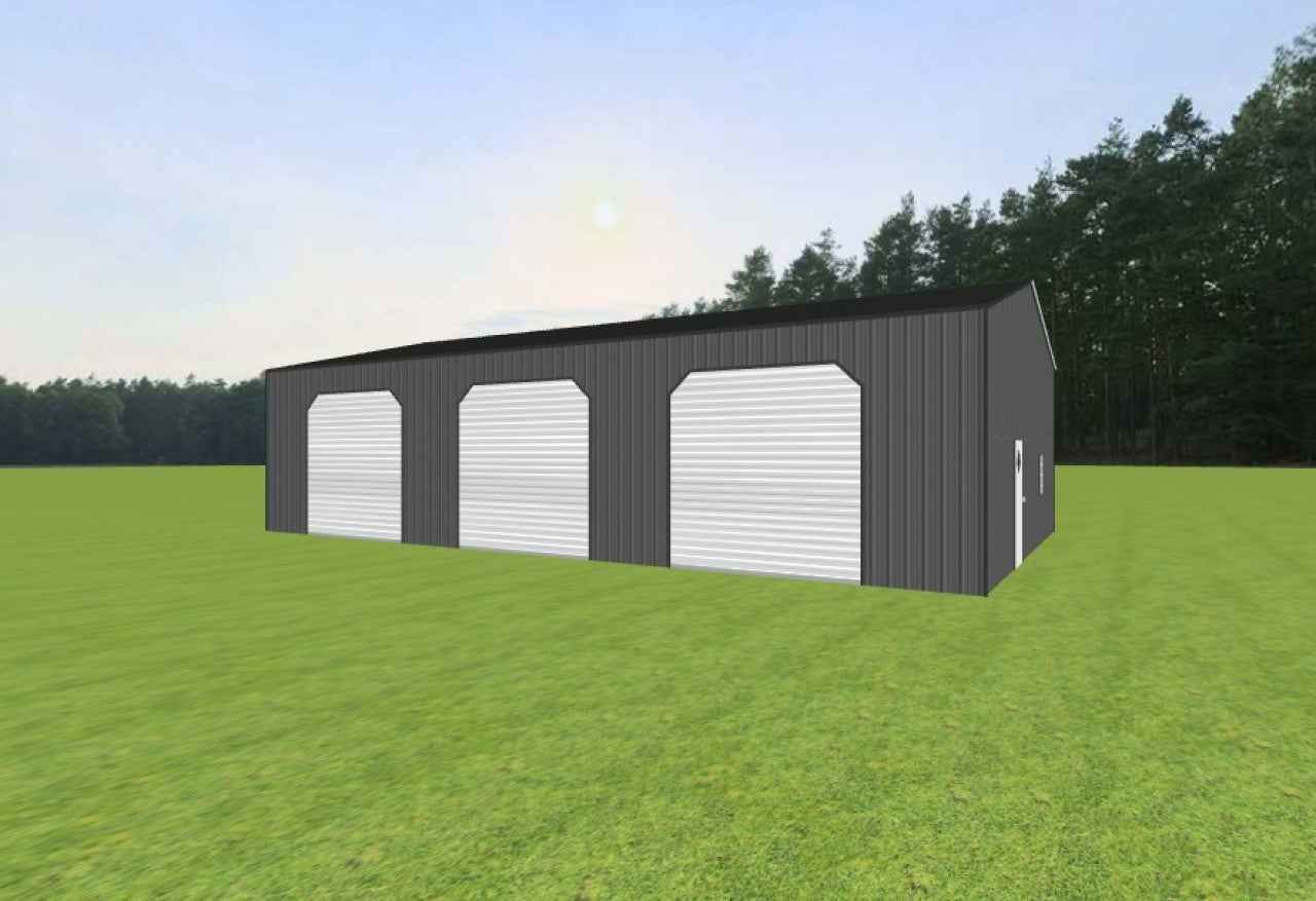 30x50x12 Metal Building with Stylish Roll-up Doors and Walk-in Door