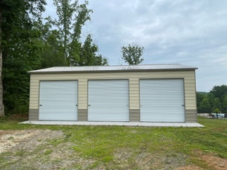 30x40x12 Metal Garage with Three 10x10 Roll-Up Doors & Vertical Roof
