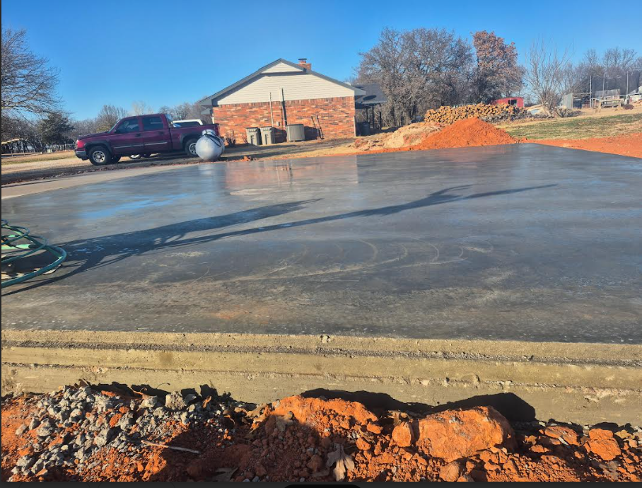 30x34 finished concrete slab for a metal building project in Oklahoma