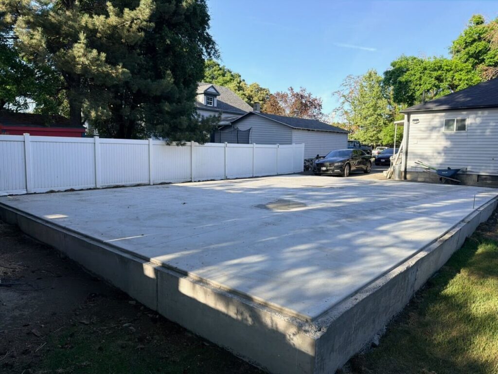 30x40 raised concrete pad prepared for a metal building in Washington