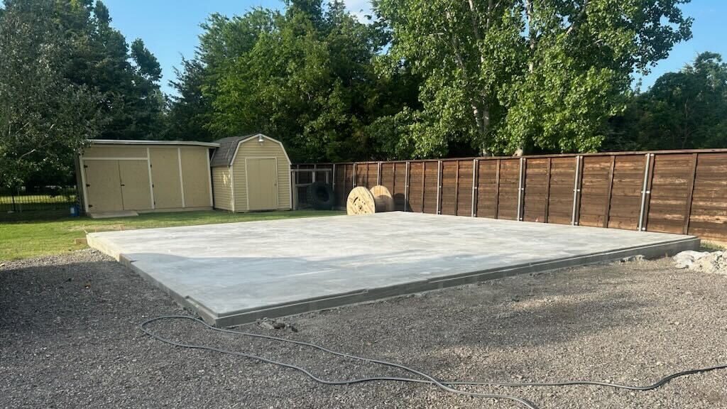 Concrete slab prepared for a custom metal building