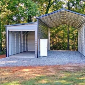 16x40x14 Vertical-Roof RV Cover with Enclosed Lean-To