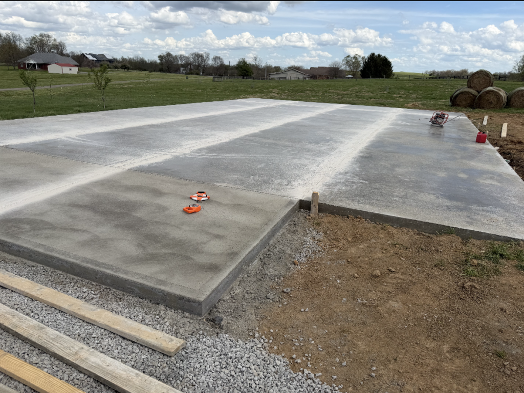 40x60 concrete slab with extended apron prepared for a metal building