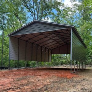24x40x12 Vertical-Roof RV Cover with Three-Quarter Side Panels