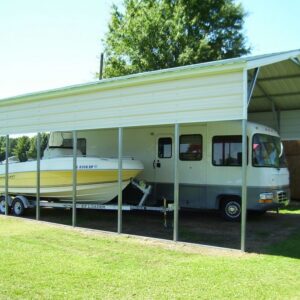 25x35x14 Vertical-Roof RV Cover with Partial Side Panels