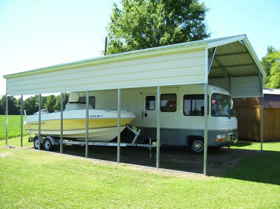 Vertical-Roof RV Cover with Partial Side Panels